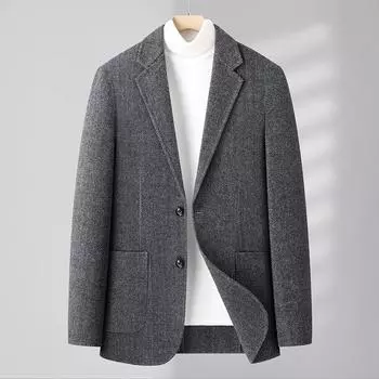 Осенний мужской шерстяной костюм, мужской топ, модный городской однобортный твиловый молодежный пиджак 170