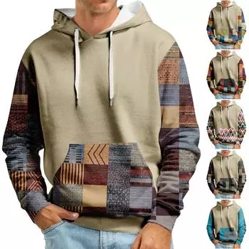 Осенний мужской свитер с большим капюшоном и цифровым принтом, новый большой базовый свитер XXXL