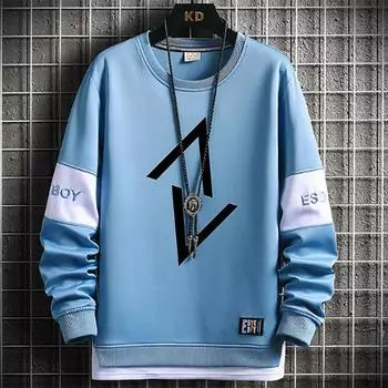 Осенний мужской свитер с круглым вырезом, модные повседневные молодые толстовки с длинными рукавами, толстовки для мужчин, верхняя одежда M чёрный