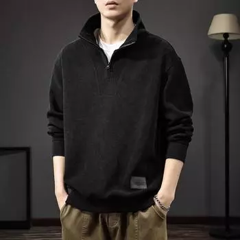 Осенний мужской свитер с воротником-стойкой и полузастежкой-молнией, осенне-зимний топ из синели, модная брендовая красивая повседневная куртка Ruffian M серый