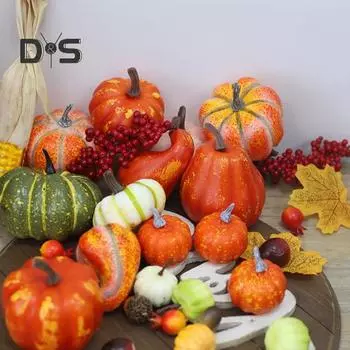Осенний набор искусственных тыкв Мини-урожай тыква кленовый шишка Декор День благодарения Хэллоуин пенопластовые украшения для домашнего декора стола в фермерском доме B