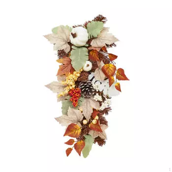 Осенний настенный венок для двери, украшение из искусственных кленовых листьев на Хэллоуин для каминов, Diameter 30cm