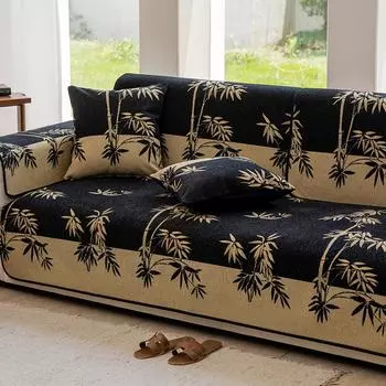 Осенний нескользящий бамбуковый диван-подушка диван-кровать шенилл цветной блок чехол Funda диванный коврик чехлы для дивана коврики 90x70cm 1pc