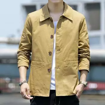 Осенний новый деловой тренчкот мужская повседневная куртка из тонкого бархата с утолщенной отделкой мужской топ M