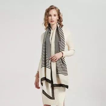 Осенний новый хлопко-льняной шарф, шелковый шарф, элегантный длинный шарф в стиле ретро, большой полосатый шаль 180*90cm