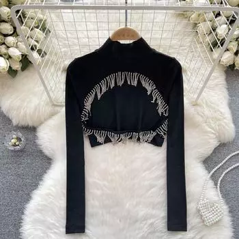 Осенний новый корейский дизайн, индивидуальный свитер с кисточками и высоким воротником, темпераментный короткий свитер