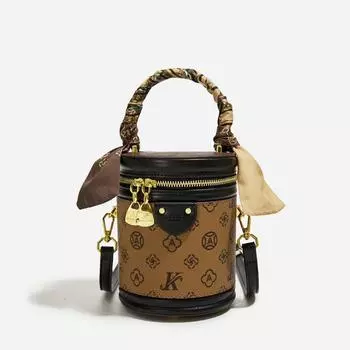 Осенний новый модный тренд сумка-ведро с надписью портативная на плечо через плечо сумка-ведро для риса чёрный