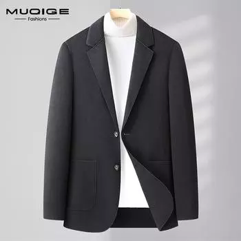 Осенний новый мужской костюм Мао Ва, деловой и повседневный однорядный молодежный костюм с двумя пряжками, мужская куртка M/170 чёрный