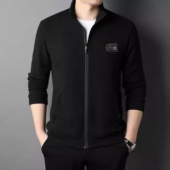 Осенний новый мужской повседневный вязаный кардиган, модный свободный однотонный воротник-стойка на молнии, мужское спортивное пальто M