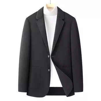 Осенний новый мужской шерстяной костюм деловой повседневный однобортный с двумя пуговицами молодежный корейский вариант костюма мужской пиджак 170 чёрный