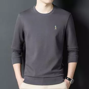 Осенний новый мужской свитер, повседневная хлопковая мужская футболка с круглым вырезом и длинными рукавами M