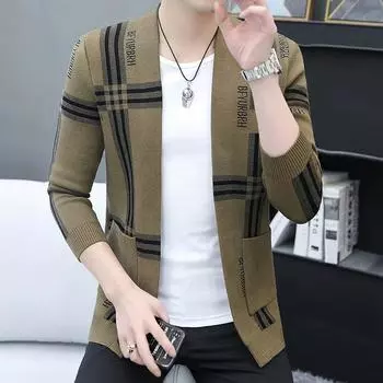 Осенний новый мужской вязаный кардиган повседневный молодежный свитер мужская куртка корейская куртка M
