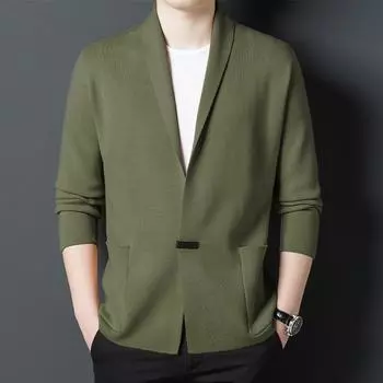 Осенний новый мужской вязаный кардиган, повседневный мужской свитер с длинными рукавами, шерстяное пальто M