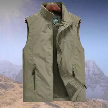 Осенний новый мужской жилет для альпинизма на открытом воздухе, быстросохнущий многокарманный рабочий жилет, пальто M армия зеленый