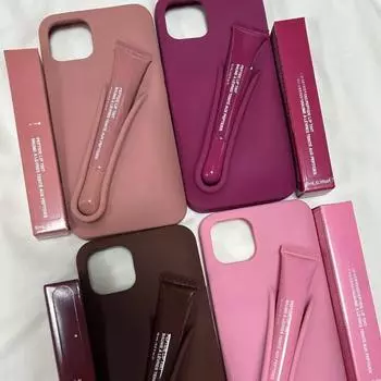 Осенний новый Rho DIY помада помада силиконовый чехол для iPhone 16 15 14 13 12 11 Pro Max Plus держатель телефона защитный чехол For iPhone 11&No Lipstick серый