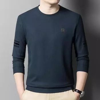 Осенний новый стиль, мужская вафельная толстовка с круглым вырезом для молодежи и среднего возраста, футболка, модная мужская нижняя рубашка M