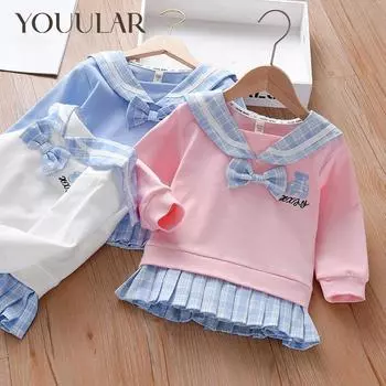 Осенний новый свитер для девочек «Сокровище», корейские детские топы для девочек в стиле колледжа 90 белый