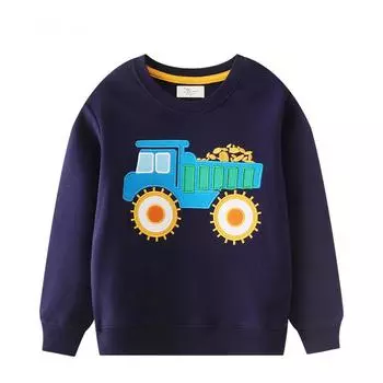 Осенний новый свитер для мальчика в европейском и американском стиле, маленький и средний детский свитер для мальчика-экскаватора, детская куртка 120 темно-синий