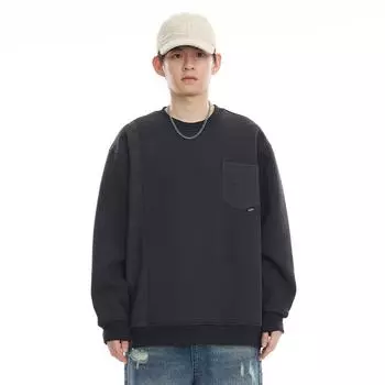 Осенний новый свитер с круглым вырезом, мужской свободный свитер большого размера, повседневный топ для пары, повседневная куртка M чёрный