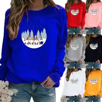 Осенний новый свитер, женские топы с принтом, футболка, женская Повседневная толстовка с круглым вырезом и длинными рукавами, блузка больших размеров XS белый