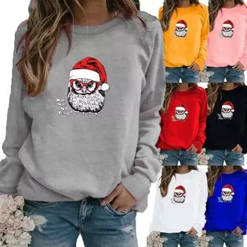 Осенний новый свитер, зимние женские топы с принтом, футболка, женская повседневная толстовка с круглым вырезом и длинными рукавами, блузка больших размеров