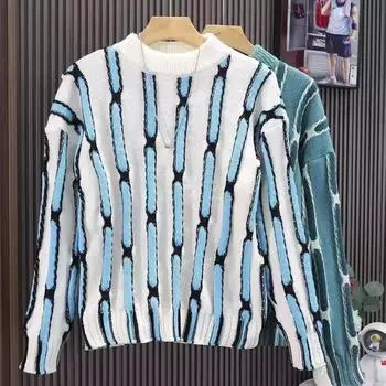 Осенний новый свободный подростковый свитер, внутренний пуловер, модный мужской свитер M белый