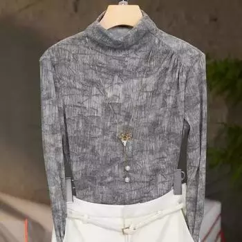 Осенний новый темперамент, облегающая и тонкая рубашка с длинными рукавами, женская футболка с принтом S