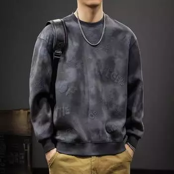 Осенний облачный крашеный старый тяжелый свитер, мужская американская модная марка, стираная и напечатанная, с длинными рукавами, свободная рубашка на весну и осень M абрикосовый