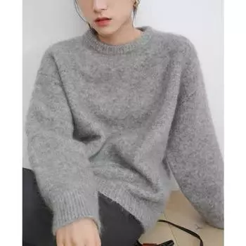 Осенний однотонный повседневный вязаный свитер с длинным рукавом для женщин, повседневные модные свободные зимние пуловеры, свитера для женщин, элегантные мягкие теплые женские джемперы 25652 One Size светло-серый