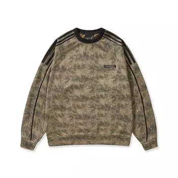 Осенний плотный свитер с полосками в стиле тай-дай для мужчин, весна-лето и осень, американский ретро-хулиган, красивая свободная рубашка большого размера S армия зеленый