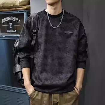 Осенний плотный свитер с полосками в стиле тай-дай для мужчин, весна-лето и осень, американский ретро-хулиган, красивая свободная рубашка большого размера S коричневый