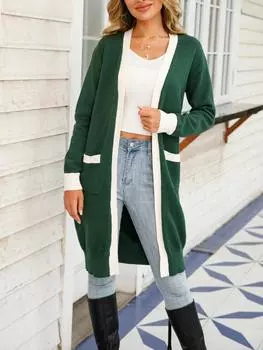 Осенний повседневный однотонный вязаный кардиган, женский длинный свободный свитер, пальто, женская уличная свободная куртка S вино красного