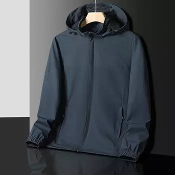 Осенний повседневный тренчкот с капюшоном из пряжи XL серый