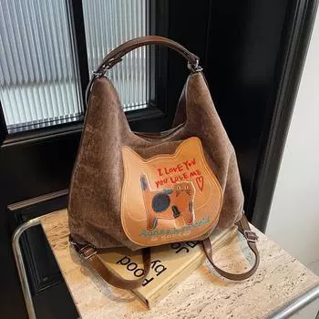 Осенний рюкзак для поездок на работу, женская сумка 2024 года, новая сумка в стиле колледжа, корейская версия, большая вместительная сумка через плечо под мышкой 36*14*29 чёрный