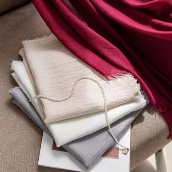 Осенний шарф из хлопка и льна, однотонный, простой, солнцезащитный платок, женский, высококачественный, шелковый шарф, шарф из пряжи, платок для волос 190*100cm