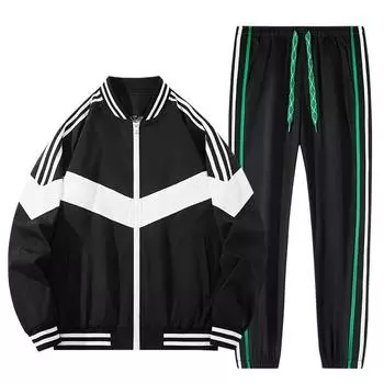 Осенний спортивный костюм для отдыха в Европе и США, женский модный красивый костюм с тремя полосками M белый