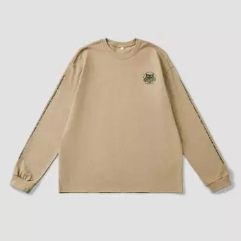 Осенний свитер из чистого хлопка, мужской, модный бренд, плотный, свободный, большого размера, с круглым вырезом и длинным рукавом, модели на осень и зиму M света кофе