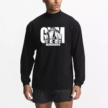 Осенний свитер, мужской сплошной цвет, американский ретро-пуловер с капюшоном, футболка для фитнеса M чёрный