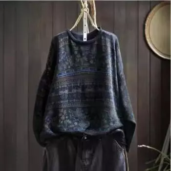 Осенний свитер-пуловер, женский, с круглым вырезом, свободный, повседневный, с длинными рукавами, литературный свитер One Size кофейный