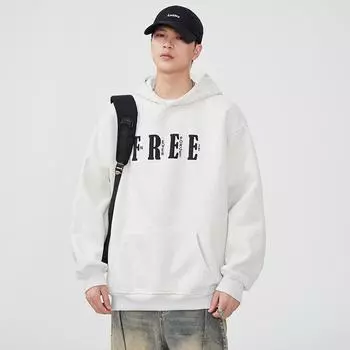 Осенний свитер с капюшоном мужской свободный большой размер Mr. Напечатанный топ японская ретро повседневная куртка модный бренд M небесно-голубой