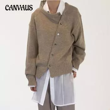 Осенний свитер с косой пряжкой и нестандартным дизайном, ленивый ветер, кардиган большого размера с круглым вырезом, вязаная куртка S белый