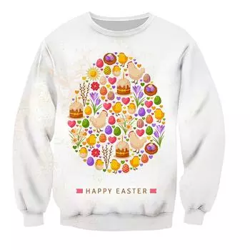 Осенний свитер с круглым вырезом, мужская мужская одежда с длинным рукавом, пасхальная атмосфера, модный, удобный и универсальный дизайн S