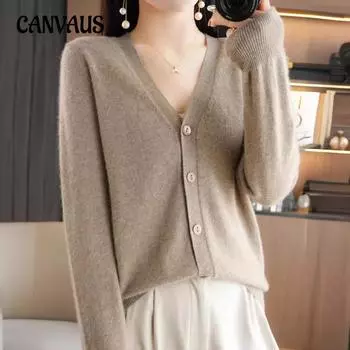 Осенний свитер с V-образным вырезом, кардиган, свободный свитер, вязаный кардиган, женский однотонный короткий параграф, верхняя одежда M бежевый