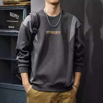 Осенний свитер с вышитыми буквами, мужской американский модный бренд, контрастный цвет, сращивание, топ с длинными рукавами, тяжелая свободная рубашка M