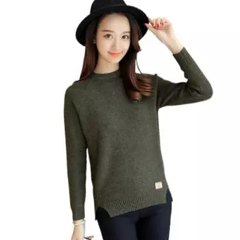 Осенний свитер, женский повседневный женский свитер с круглым вырезом и пуловер, вязаный свитер с длинным рукавом S вино красного