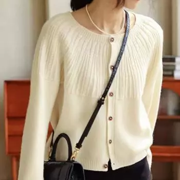 Осенний свободный свитер с длинными рукавами Lazy Twist, женский внутренний смысл дизайна, нишевый шикарный вязаный кардиган, топы, удобные, универсальные и модные One size