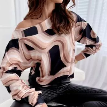 Осенний свободный топ с длинными рукавами и леопардовым принтом для женщин, блузка S