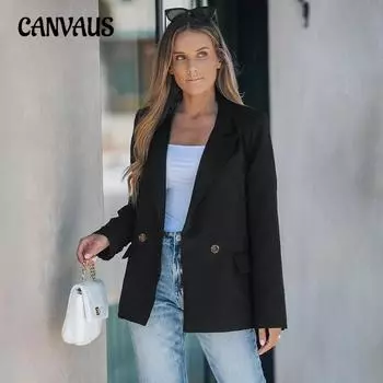 Осенний темперамент, длинный рукав, черный топ, простой маленький пиджак для поездок на работу S чёрный