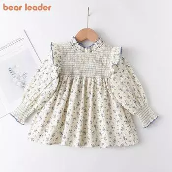 Осенний топ для девочек с отложным краем, рубашка с длинными рукавами и фрагментарным цветком для детей 1–5 лет, детская одежда AZ2508 12M