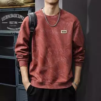 Осенний тяжелый облачный вымытый свитер мужской американский хулиган красивый длинный рукав топ весенне-осеннее повседневное пальто прилив M бордовый